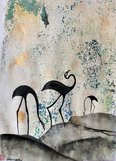 Original Abstract Expressionism Animal Paintings by Mirjam Palosaari Eladhari