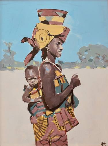 African original wall hangingpainting of mother and child