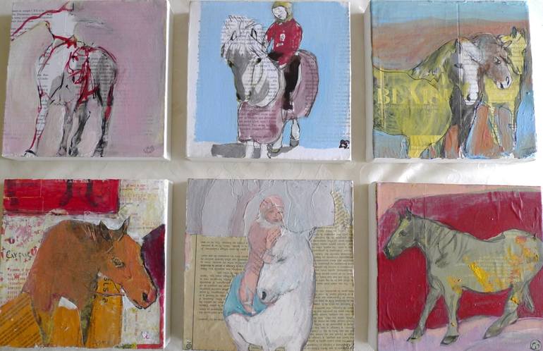 Original Expressionism Horse Collage by Laurence Poitrin