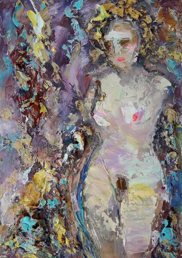 Erotic Woman Painting Nude Girl Flower, nudes artwork, Abstract Art Painting thumb