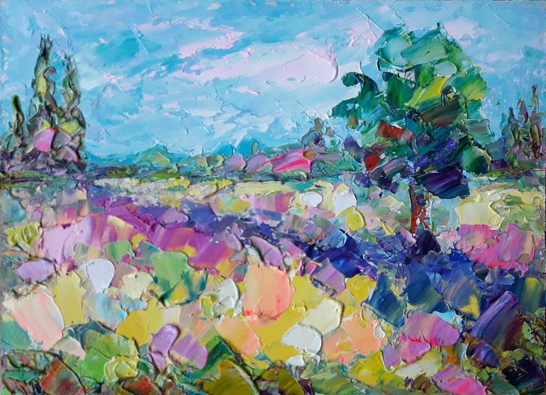 Enjoy a Highlight, Flower Painting, Landscape Oil Impasto