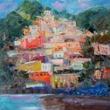 Charming Positano Painting, Impasto Art, Original Art, Italy Art, Seascape Wall Art, Amalfi Coast, Impressionist Art, Living Room Wall Art, Gift Artwork by Kseniya Kovalenko