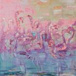Magic Dance Pink Flamingos Artwork, Flower Painting, Pink Flamingo Oil Impasto, Original Art Modern, Decor Home, Painting Gift painting by Kseniya Kovalenko by Kseniya Kovalenko