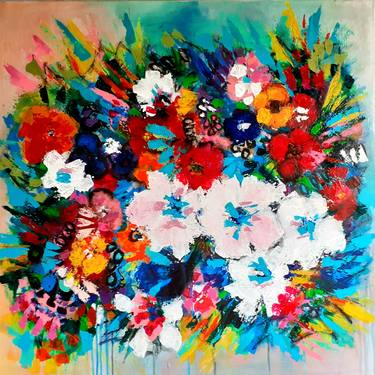 Original Abstract Floral Paintings by Elizabeth Ariano
