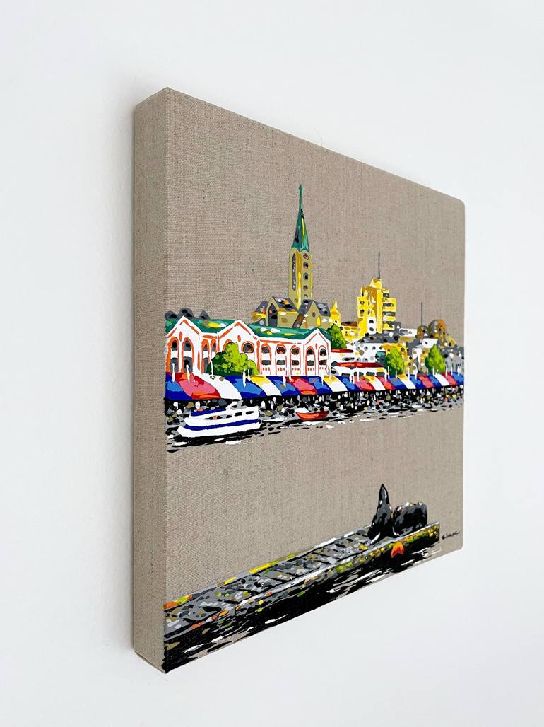 Original Pop Art Cities Painting by Eileen Lunecke