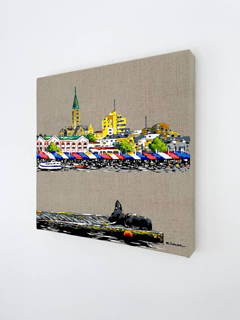 Original Pop Art Cities Painting by Eileen Lunecke