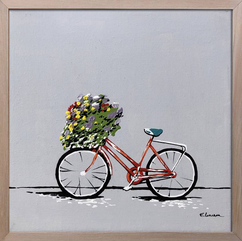 Original Pop Art Bicycle Painting by Eileen Lunecke
