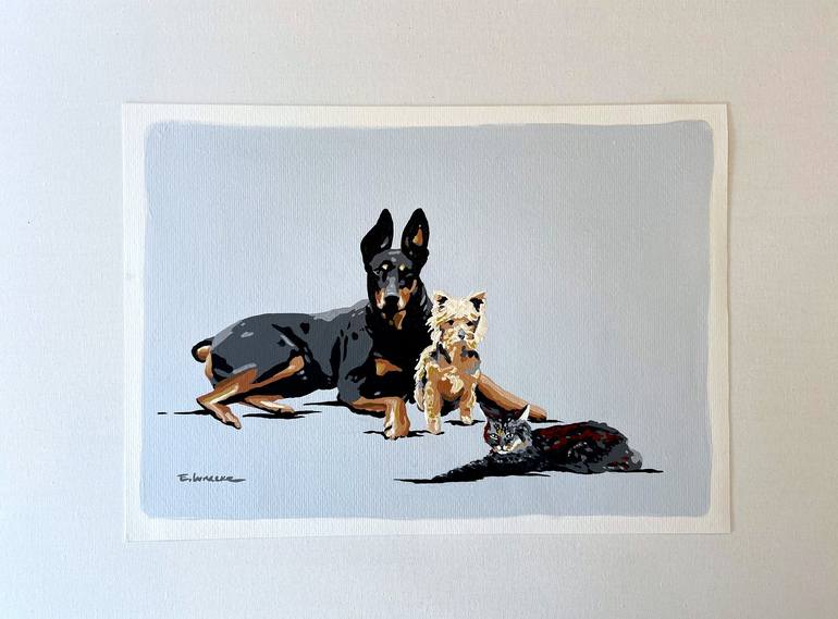 Original Pop Art Dogs Painting by Eileen Lunecke