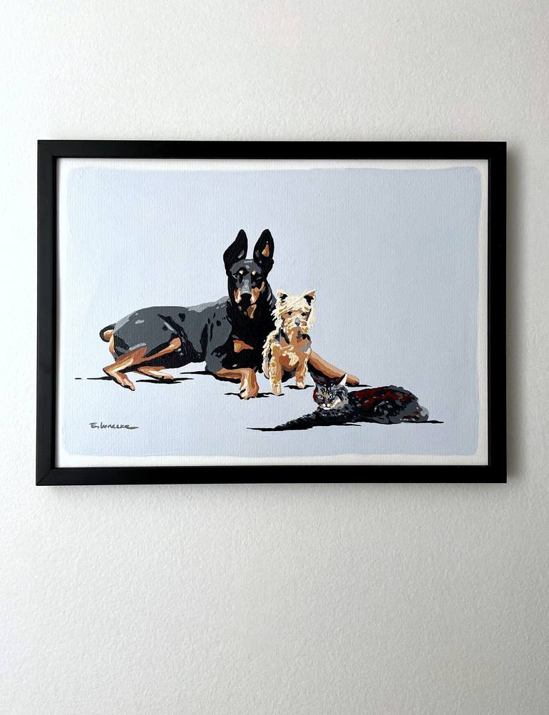 Original Dogs Painting by Eileen Lunecke