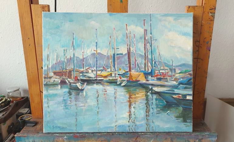 Original Impressionism Landscape Painting by Laszlo Sallay