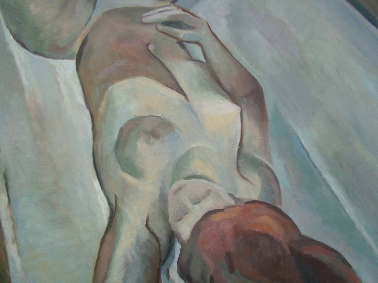 Original Cubism Nude Painting by Laszlo Sallay