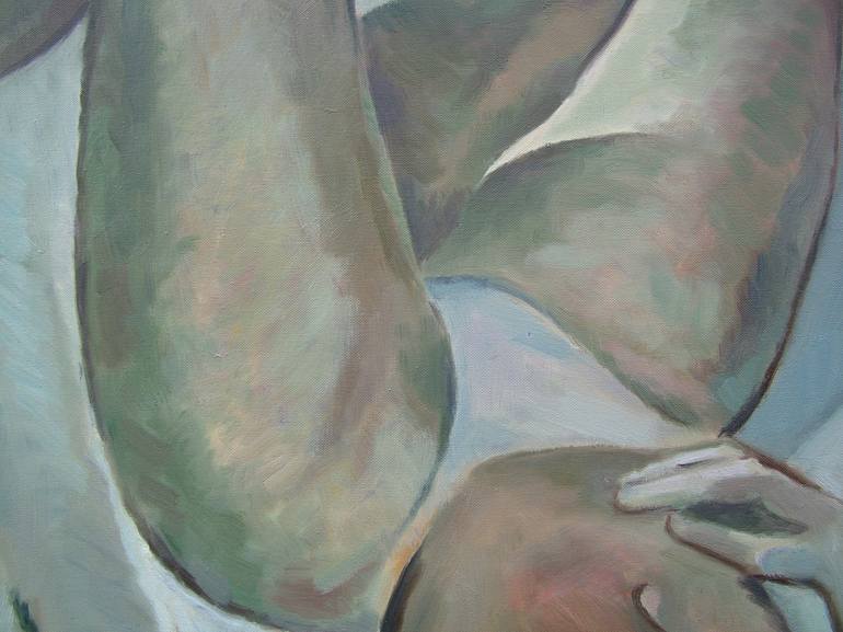 Original Cubism Nude Painting by Laszlo Sallay