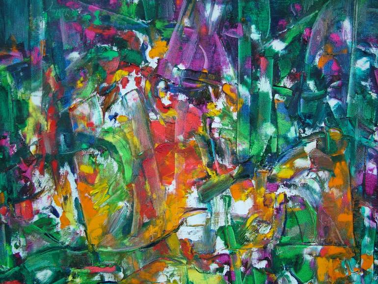 Original Impressionism Abstract Painting by Laszlo Sallay