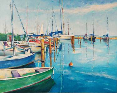 Print of Impressionism Boat Paintings by Laszlo Sallay