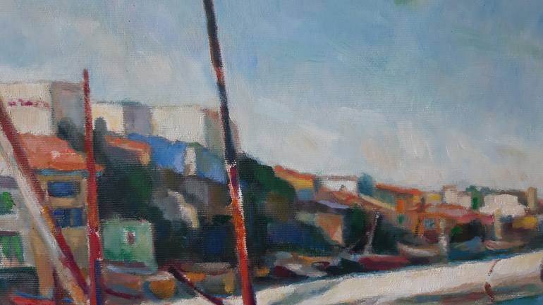 Original Impressionism Boat Painting by Laszlo Sallay