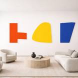 3 Color Architectural Wall Triptych in Living Room by Peter Bradley Cohen
