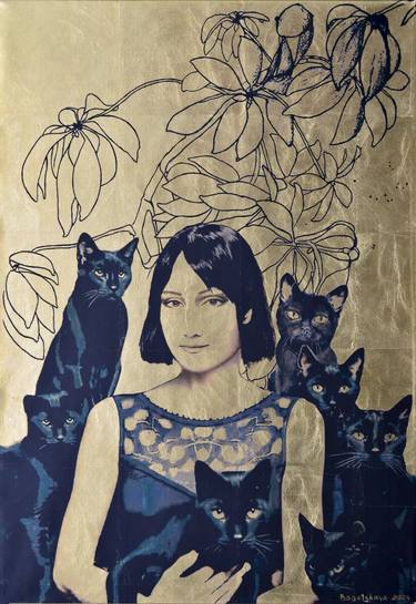 Contemporary print "Seven Black Cats" thumb