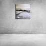 This painting with an abstraction in black and white and gray tones fits well into a spacious room with a minimalist modern interior, in a study, in a living room, in a beauty salon, in a cafe, office, restaurant, etc.
