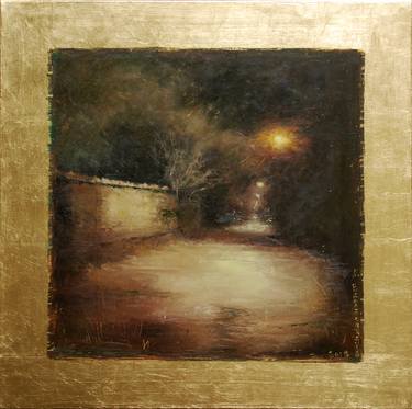 Painting with a Golden Leaf "Night Street" thumb