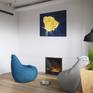 This piece with an yellow rose on dark blue background is well suited to a large room with blue, yellow, grey and black tones of interior decoration - in restaurants and cafes, in travel agencies, in hotels and living rooms, in nature lovers' clubs, living rooms etc.