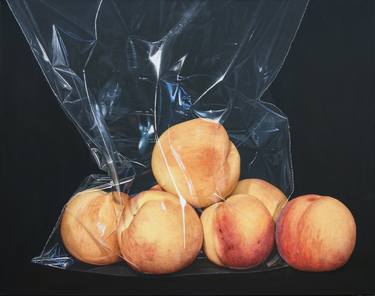 Still life painting in hyperrealism "Just Tender Peaches..." thumb