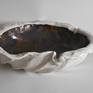 Large white and gold organic round ceramic sculpture bowl. Hand-built from buncombe white clay and glazed using a multi-glaze technique, this bowl celebrates texture.

Its dimensions are 16‘’ length, 16‘’ wide, and 4‘’ tall.

It weighs 7 lbs and 7.2 ounces.