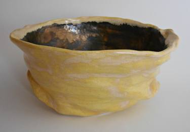 Medium Yellow and Gold Sculpture Bowl thumb