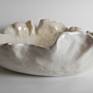 Large organic round ceramic sculpture bowl. Hand-built from buncombe white clay and glazed using a multi-glaze technique.

Its dimensions are 17'' length, 16.5'' wide, and 4'' tall.

It weighs 7 lbs and 3 ounces.