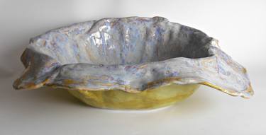 Large Green and Blue Organic Sculpture Bowl thumb