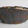 Medium organic modern ceramic sculpture bowl with gold and blue glazes. Great as a decorative accent for a table.  

Its dimensions are 10.5’’ length, 11.5’’ wide, and 3.75’’ tall.

It weighs 4 lbs.