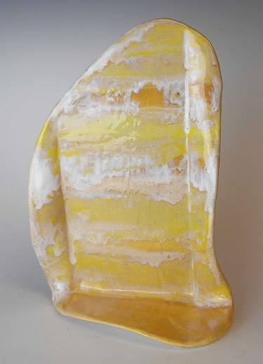 Tall Yellow and Cream Ceramic Sculpture thumb