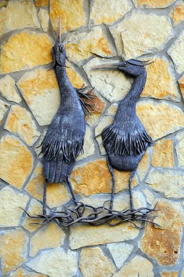 Metal sculpture wall panel "Storks" by A. Bezruchko thumb