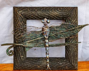 Metal sculpture wall panel "Dragonfly" by A. Bezruchko thumb