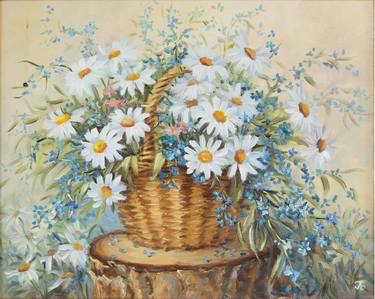 Bondar Ludmila, original oil painting still life, chamomile, flowers, bouquet thumb
