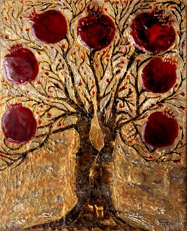 Print of Modern Tree Paintings by Maya Gavasheli