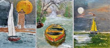 Print of Boat Paintings by Maya Gavasheli
