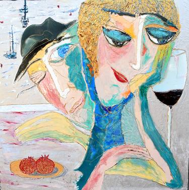 Original Modern People Painting by Maya Gavasheli