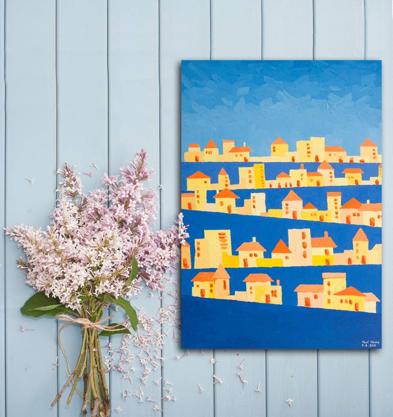 Original Abstract Cities Painting by Paul Chong