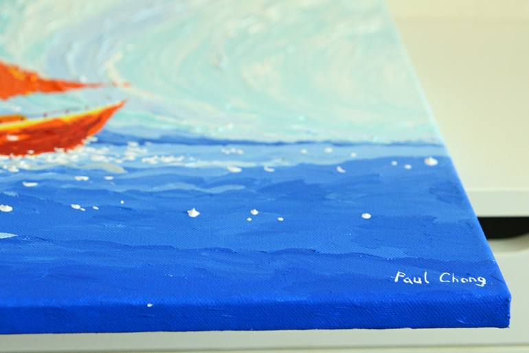 Original Abstract Expressionism Boat Painting by Paul Chong