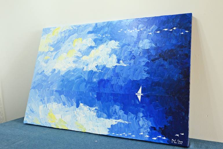 Original Impressionism Seascape Painting by Paul Chong