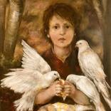 Boy Feeding Doves by Alexandra Connor