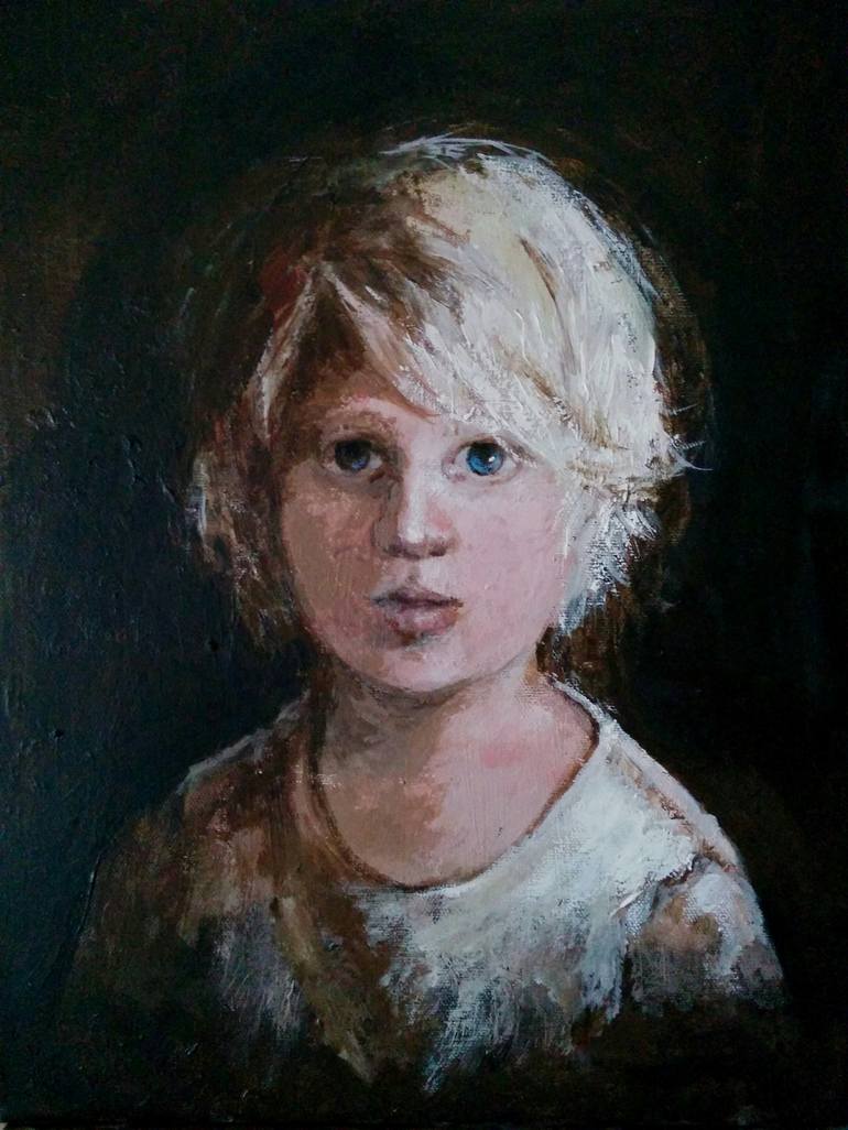 Boy with Blue Eyes Painting by Alexandra Connor | Saatchi Art