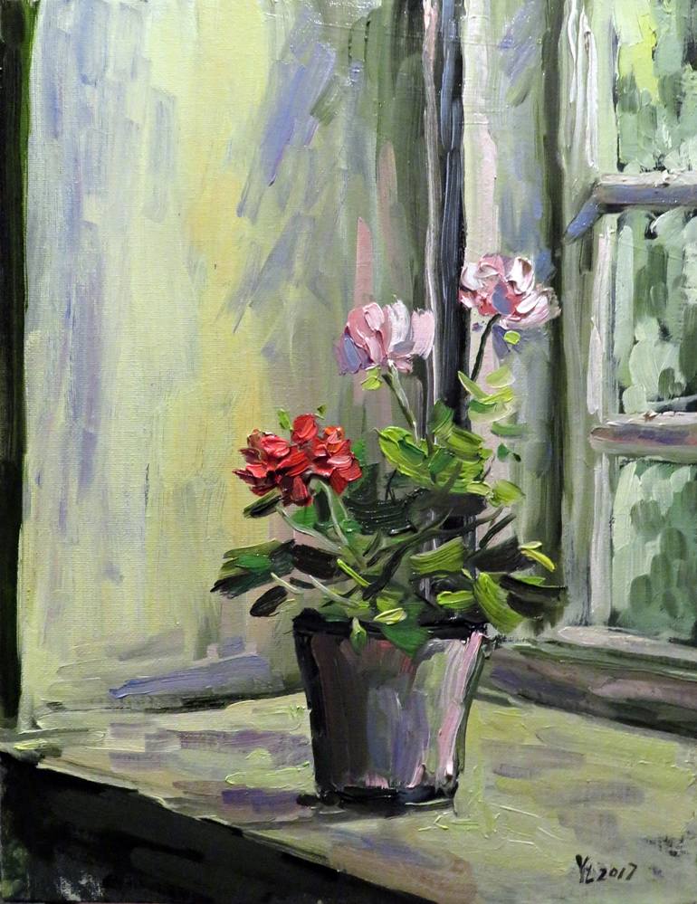 window flower painting