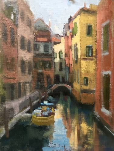 Yellow Reflections on the Canal, Venice thumb