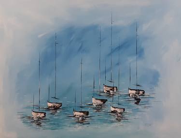Print of Boat Paintings by María Isabel Jiménez Fernández
