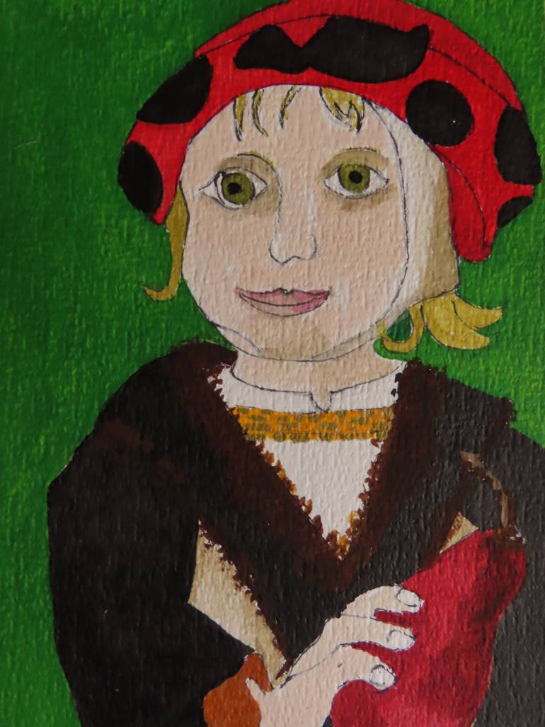 Original Children Drawing by Patrick Szymanek | Portraiture Art on Paper | Homage to an anonymus painter, portrait of a young boy