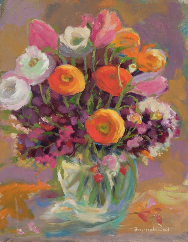 Bright Flowers Painting by Michele West | Saatchi Art