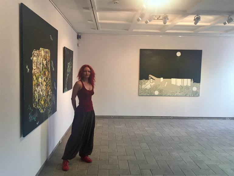 Original Art Deco Beach Painting by Alla Volobuieva