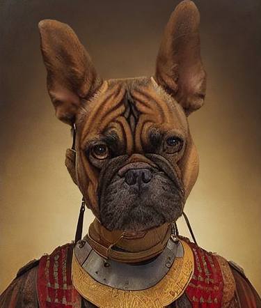 French Bulldog, pet cute dog with human body, portrait thumb