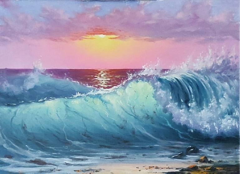 One of sale a Kind Watercolor Painting Ocean Sunset - Watercolor Art